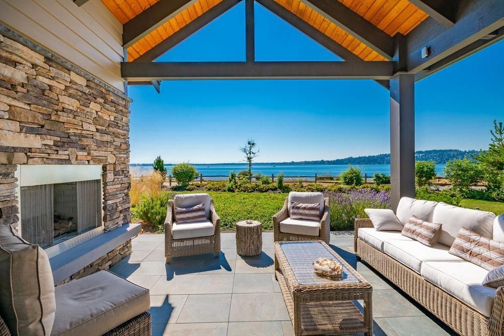 Covered Patio With Fireplace