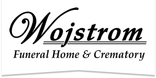 Woistrom Funeral Home & Crematory logo in black script with gray underline on white background