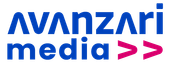 Logotipo de AVANZARI media en azul y magenta.