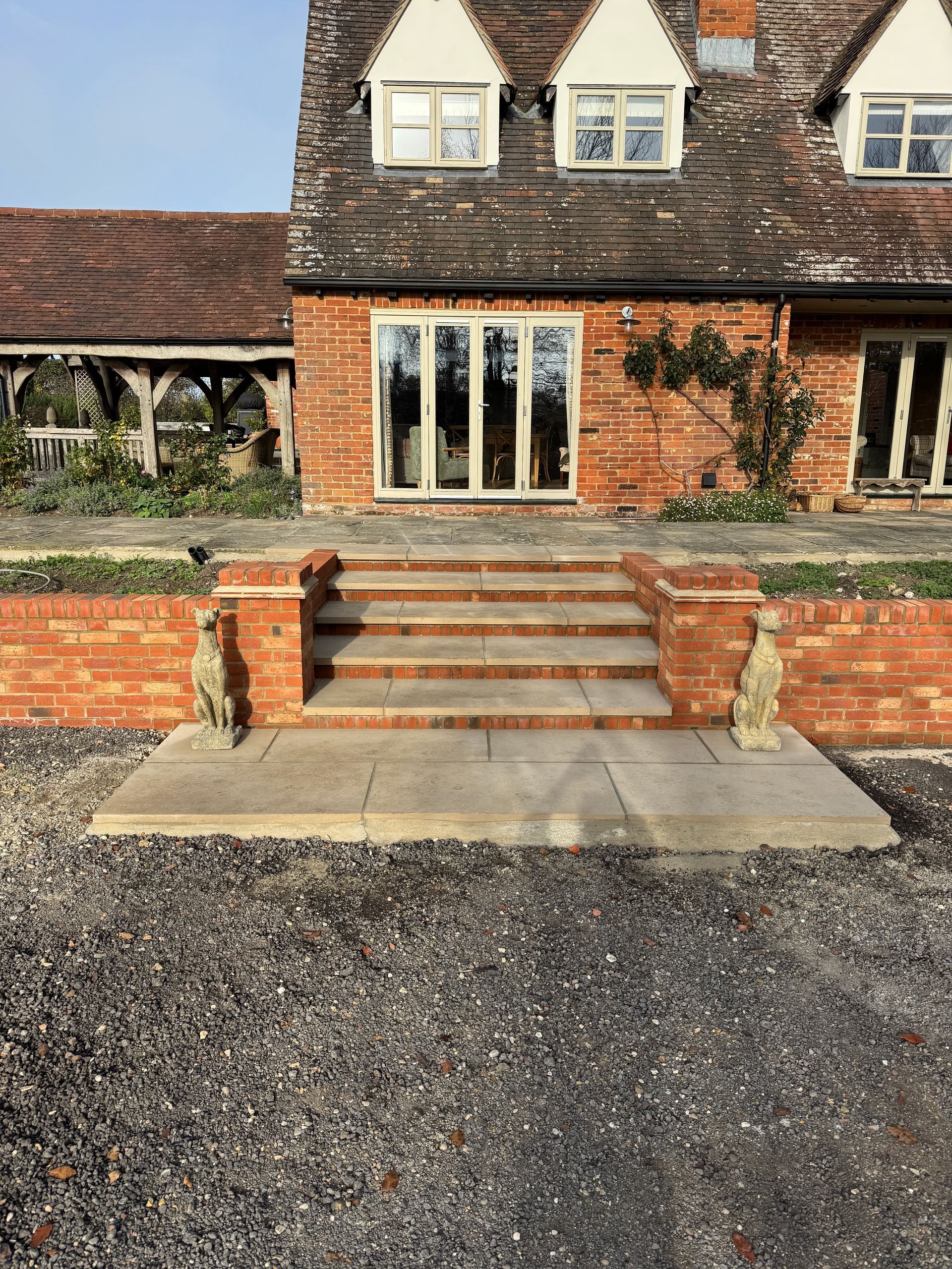 Royston Farmhouse Garden | New Paving and impeccable accuracy steps | Gardr