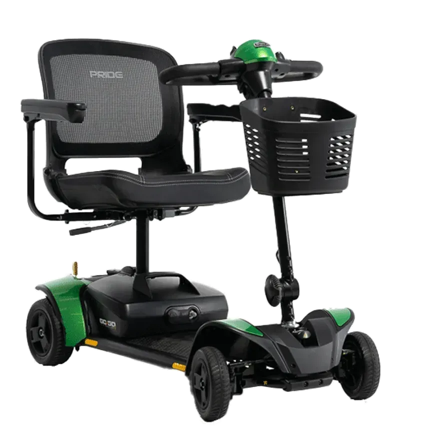 3 wheel electric scooter with CTS Suspension provides a smooth, comfortable ride over varied terrain, disassembles into 5 lightweight pieces for transport and storage