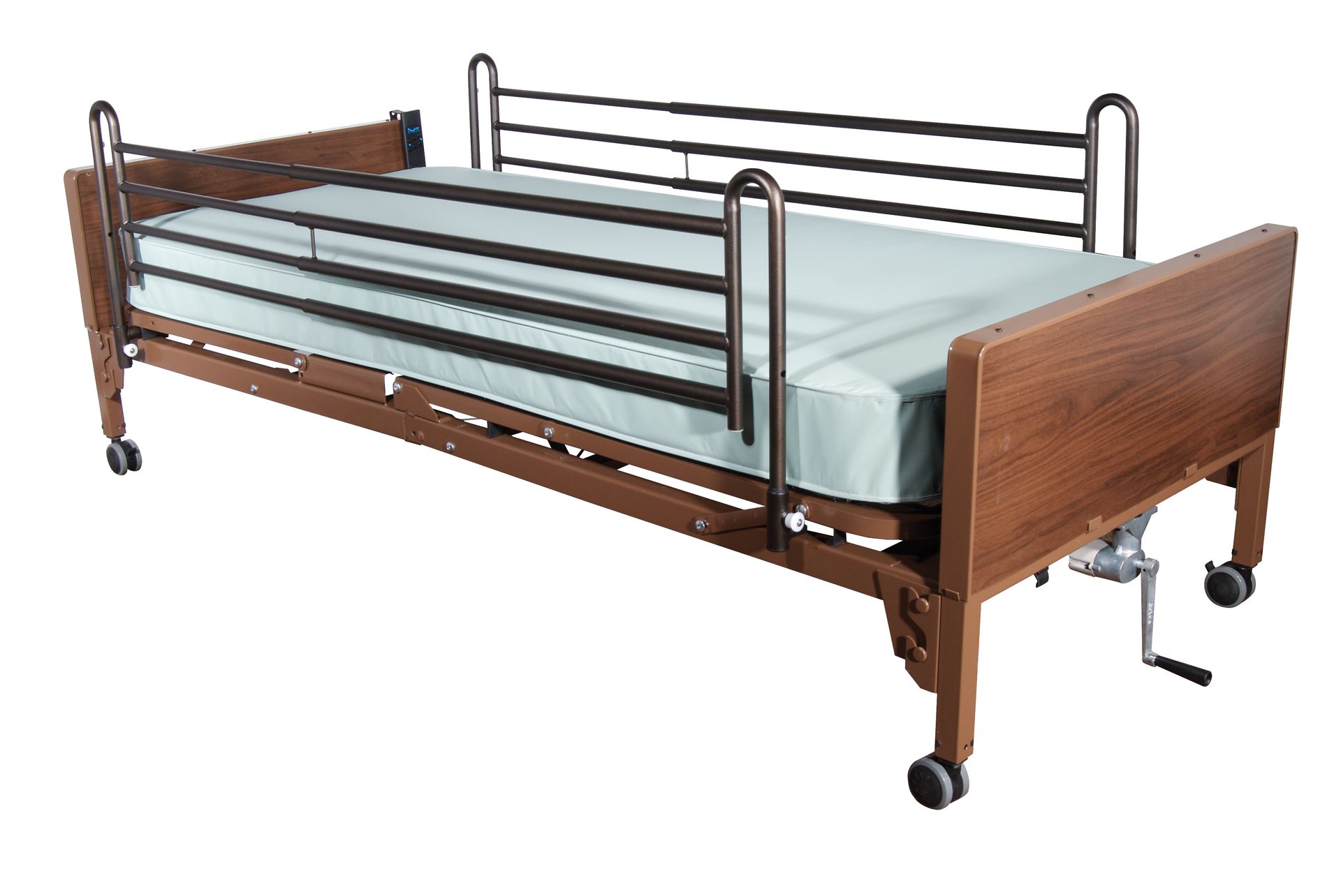 Semi-Electric Hospital Bed - Hospital Beds & Supplies in El Paso, TX Basic Semi-Electric Bed is a lightweight bed known for its value and quality. It uses a traditional hand crank for height adjustments