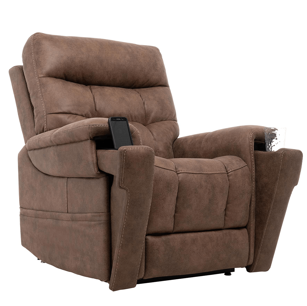 VivaLift, Infinite position lift chair, Easy-to-use hand control with USB charging port, industry-exclusive quad pocked design with dual side pockets.