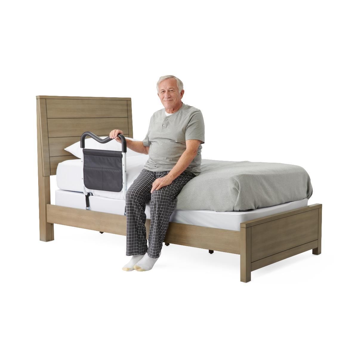 Home Bed Assist Rail - Hospital Beds & Supplies in El Paso, TX Bed Support Rail allows a person to get in and out of bed easily and safely, quick and easy assembly (no tools needed).