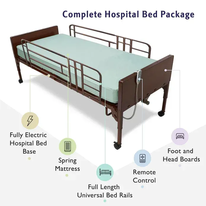 FULL ELECTRIC Hospital Bed - Hospital Beds & Supplies in El Paso, TX All functions of the Full Electric bed are easily controlled with an ergonomic hand pendant, easy release motor mounts provide trouble free maintenance.