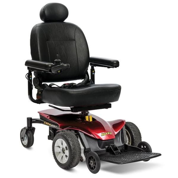 Jazzy Select Elite - Electric Wheelchairs in El Paso, TX Weight Capacity: 300 lbs, front wheel drive for safety and stability, solid, non-scuffing drive tires and electromagnetic brakes.