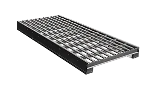 A metal grate is sitting on top of a white surface.