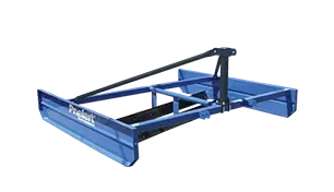 A blue Priefert tractor land grader blade on a white background.