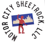 A logo for Motor City Sheet Rock shows a man holding a sign