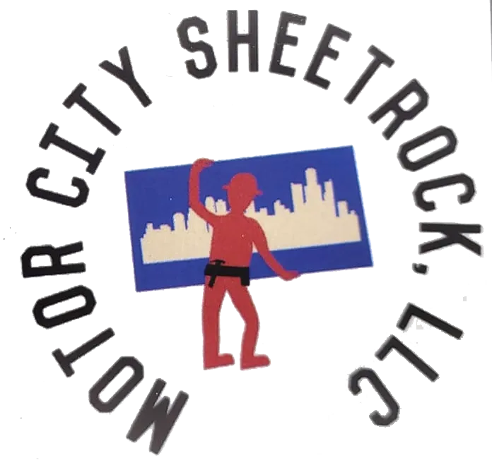 A logo for Motor City Sheet Rock shows a man holding a sign