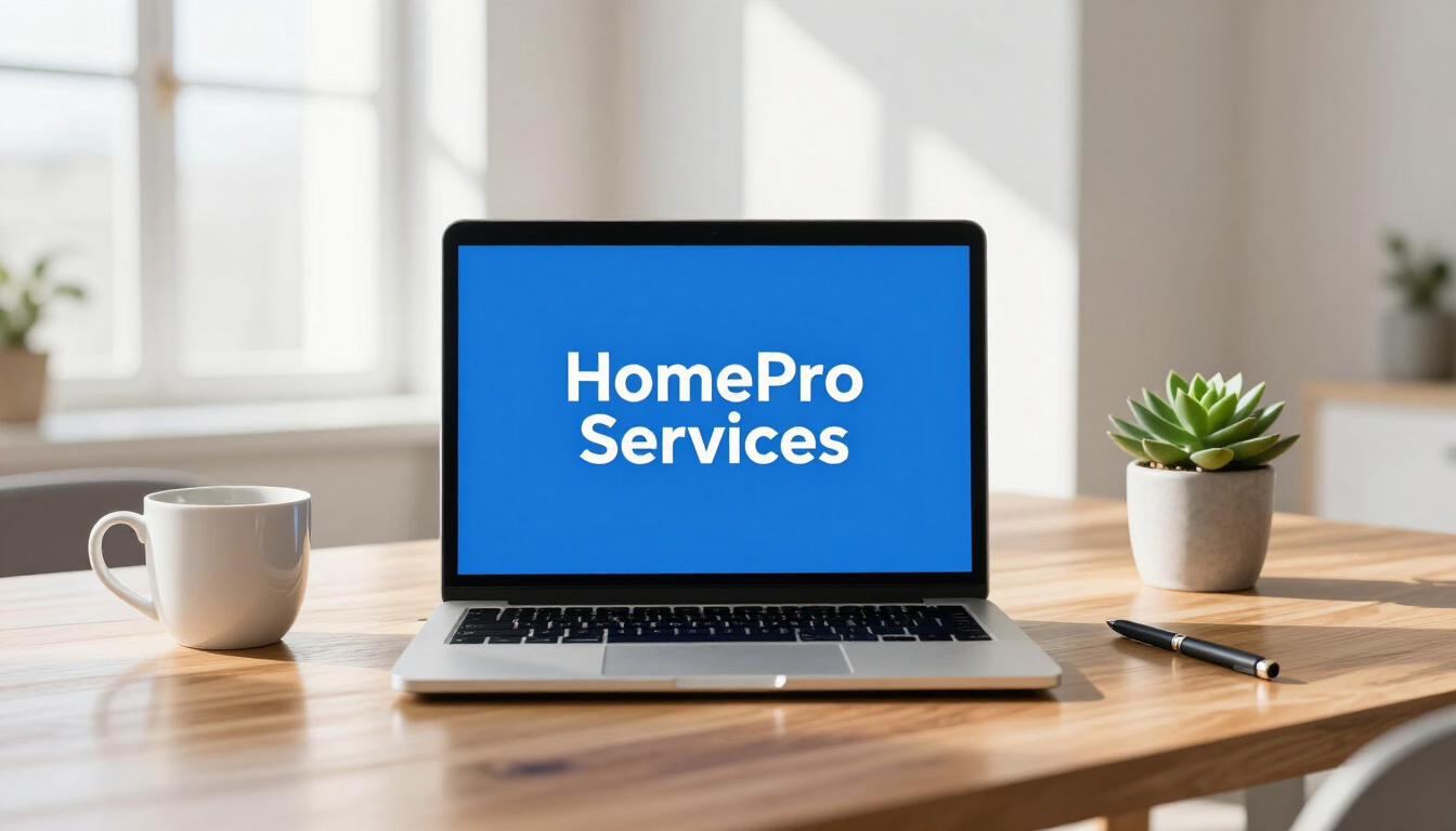 A modern website layout for a home service business displayed on a laptop and smartphone.