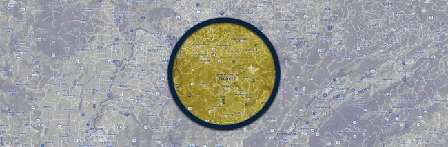 A yellow circle with a black outline on a blue background.