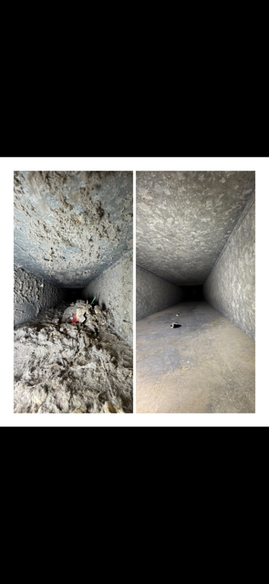 Side-by-side view of two concrete pipe interiors, one cracked and rough, one smooth with a small hole.