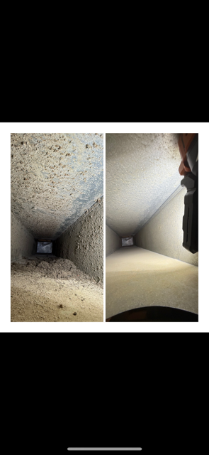 Side-by-side photos of a rough tunnel interior and a smooth white tunnel with a person at the edge