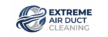 Extreme Air Duct Cleaning logo with blue abstract swirl and navy-gray text