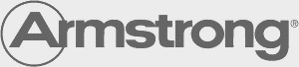 A black and white logo for armstrong on a white background