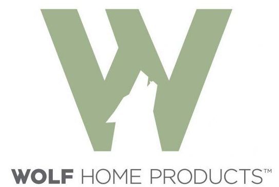 A logo for wolf home products with a wolf on it
