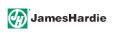 A blurry picture of the james hardie logo on a white background.