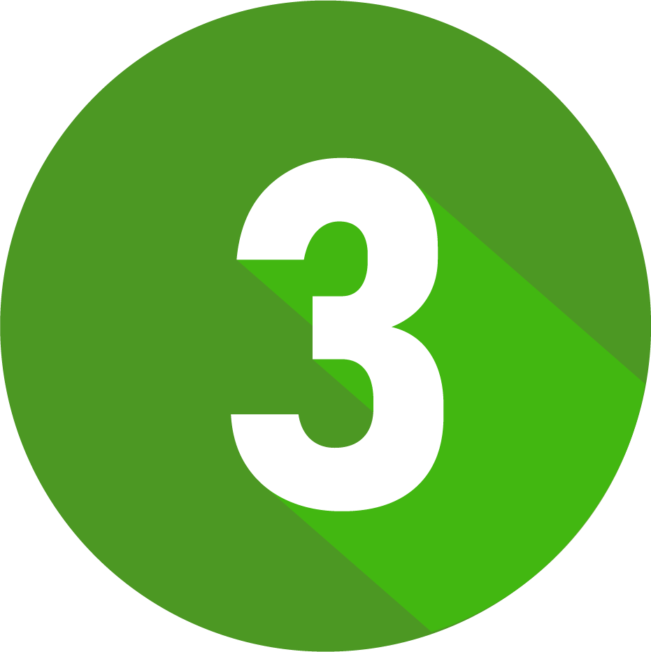 grünes Icon mit der Zahl 3