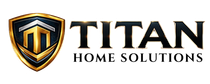 Titan Home Solutions logo with gold shield icon and black text on a white background