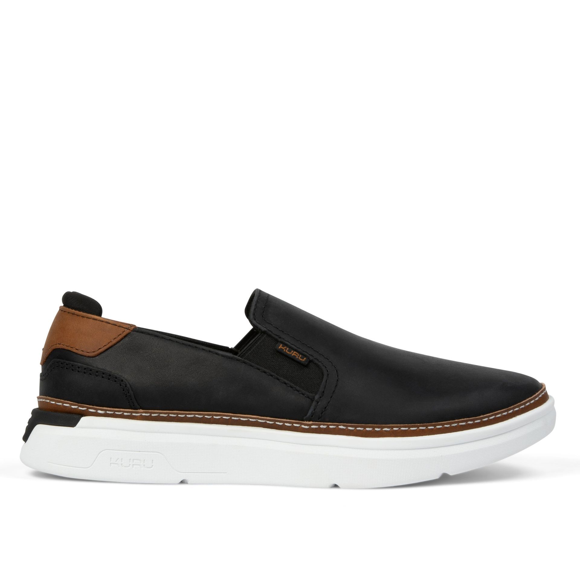 KURU ROAM 2 Atla Jet Black Cognac Brown women’s slip-on shoe
