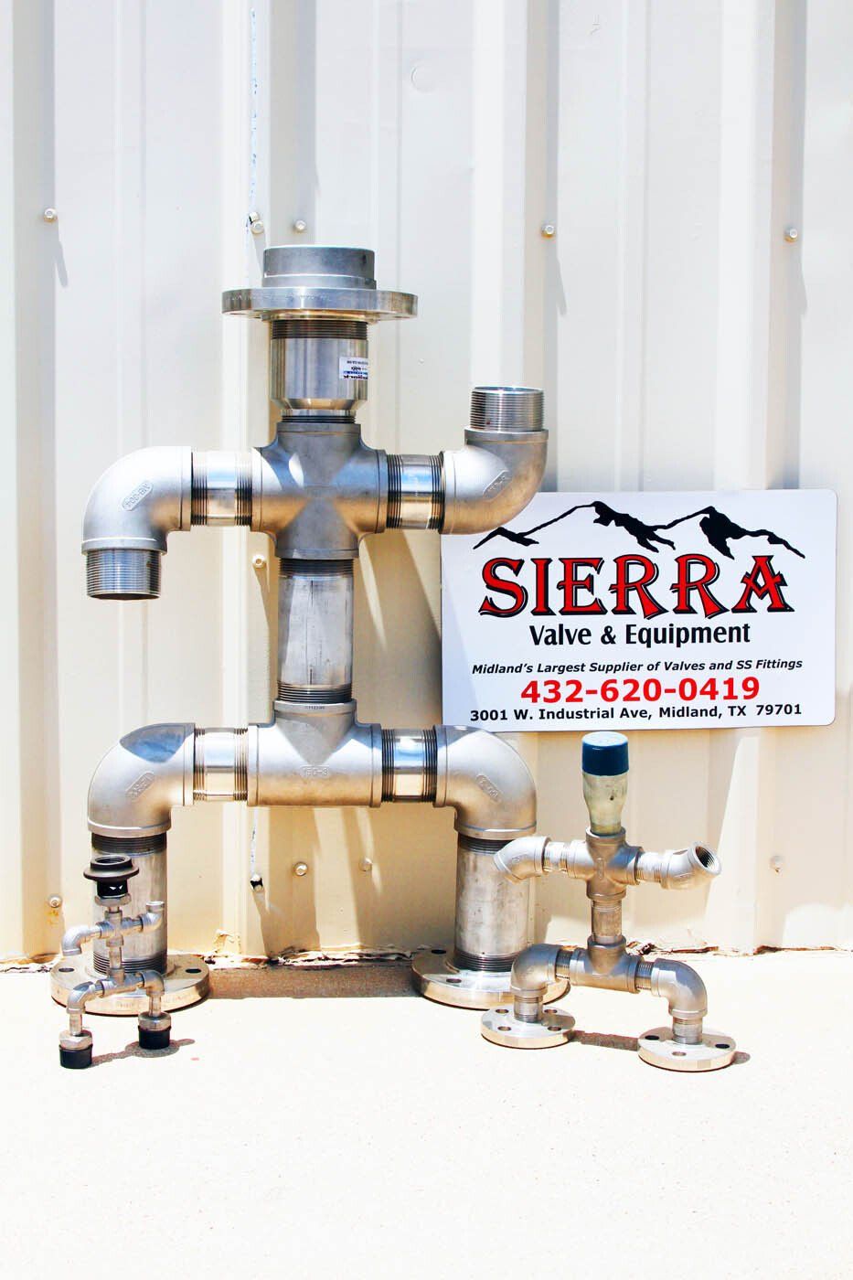 Sierra Valve & Equipment Inc Logo and Valve Sculptures