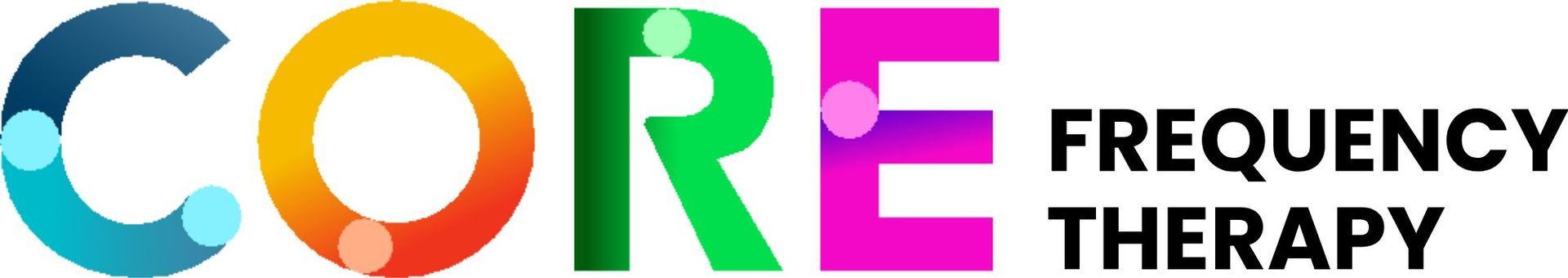 CORE Frequency Therapy logo in colorful letters with black text on a white background