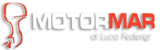 Logo di Motor Mar, azienda produttrice di motori marini. Contorno rosso di un motore, scritta