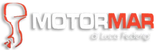 Logo di Motor Mar, azienda produttrice di motori marini. Contorno rosso di un motore, scritta 