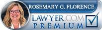 Rosemary G. Florence Law Premier logo with portrait and blue checkmark badge