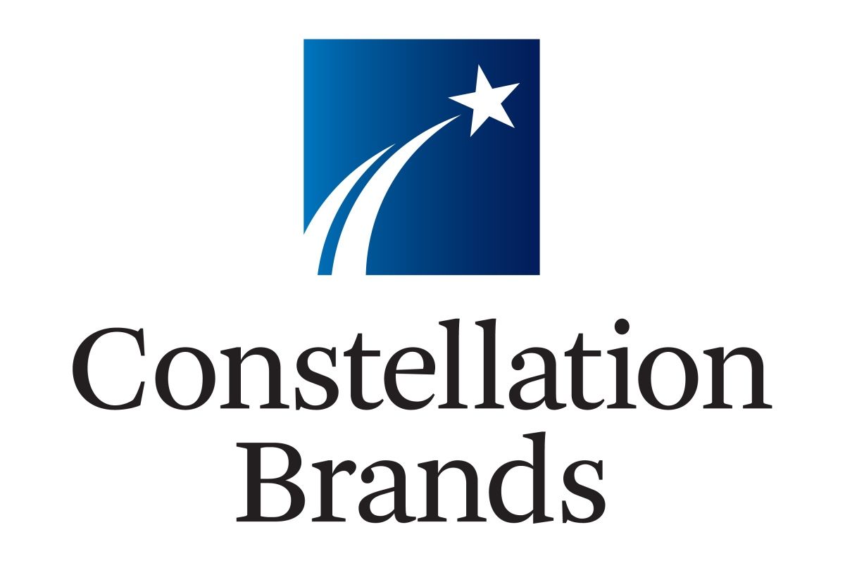 The logo for constellation brands is a blue square with a star coming out of it.