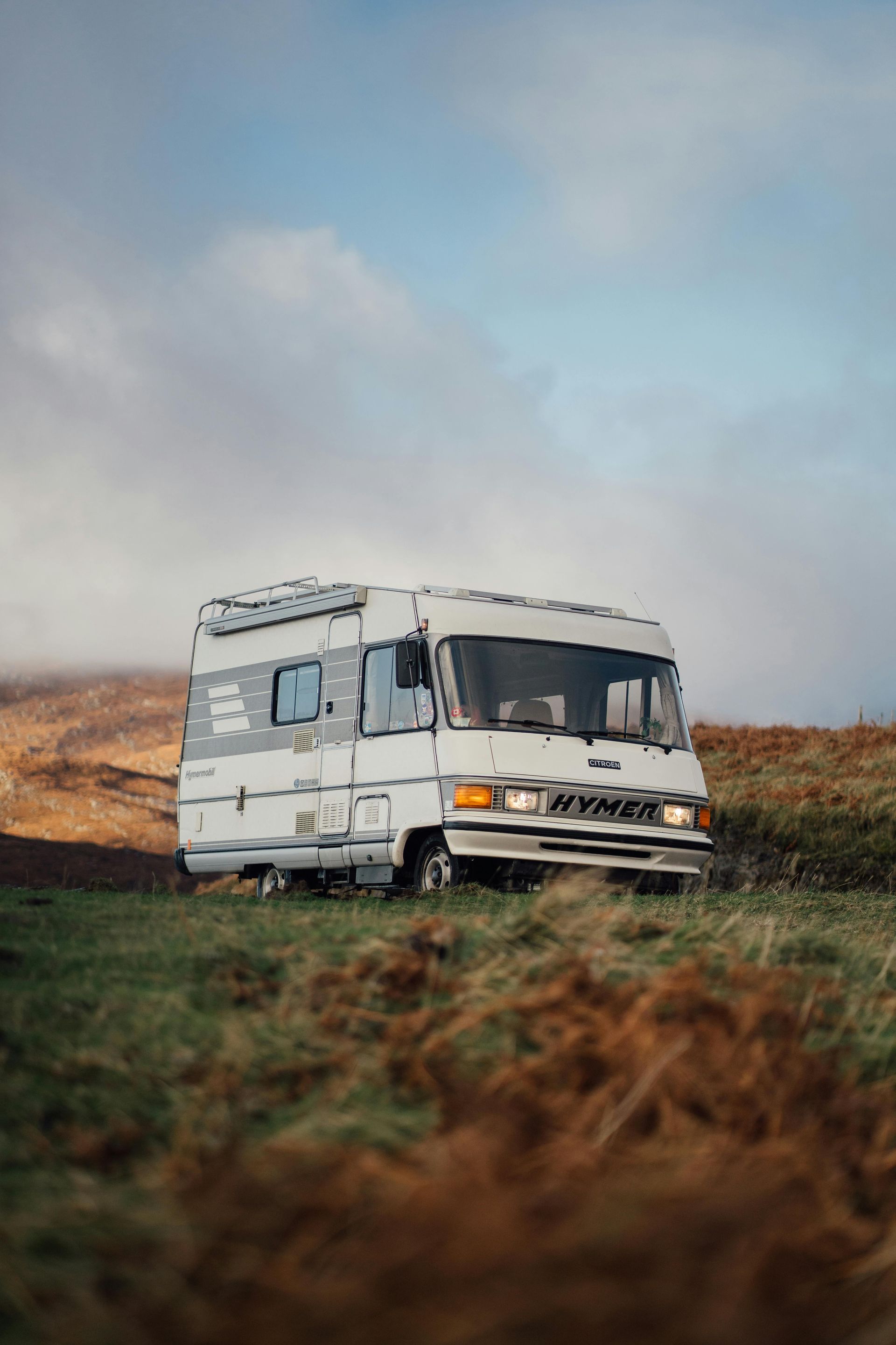 An RV driving down the road