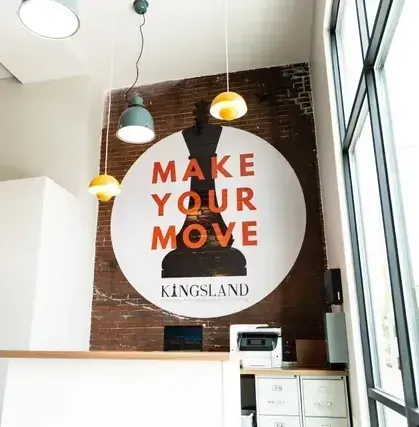 Interior of Kingsland office featuring pendant lights and