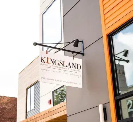 Kingsland Properties building sign with modern facade – St. Louis office