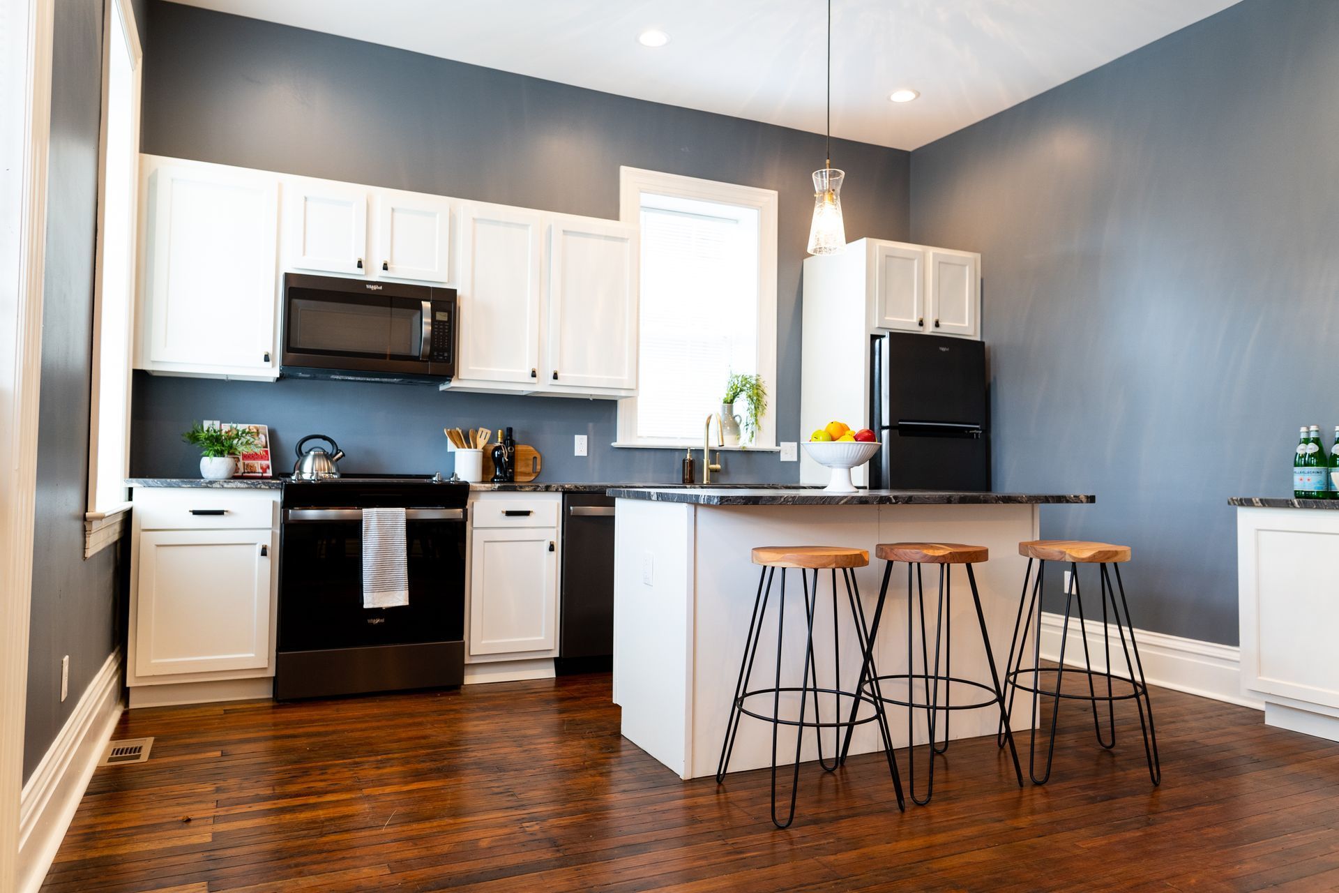 Modern kitchen and barstools in Kingsland-managed rental property