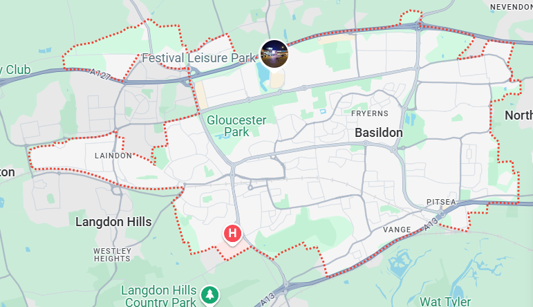 map of the basildon area