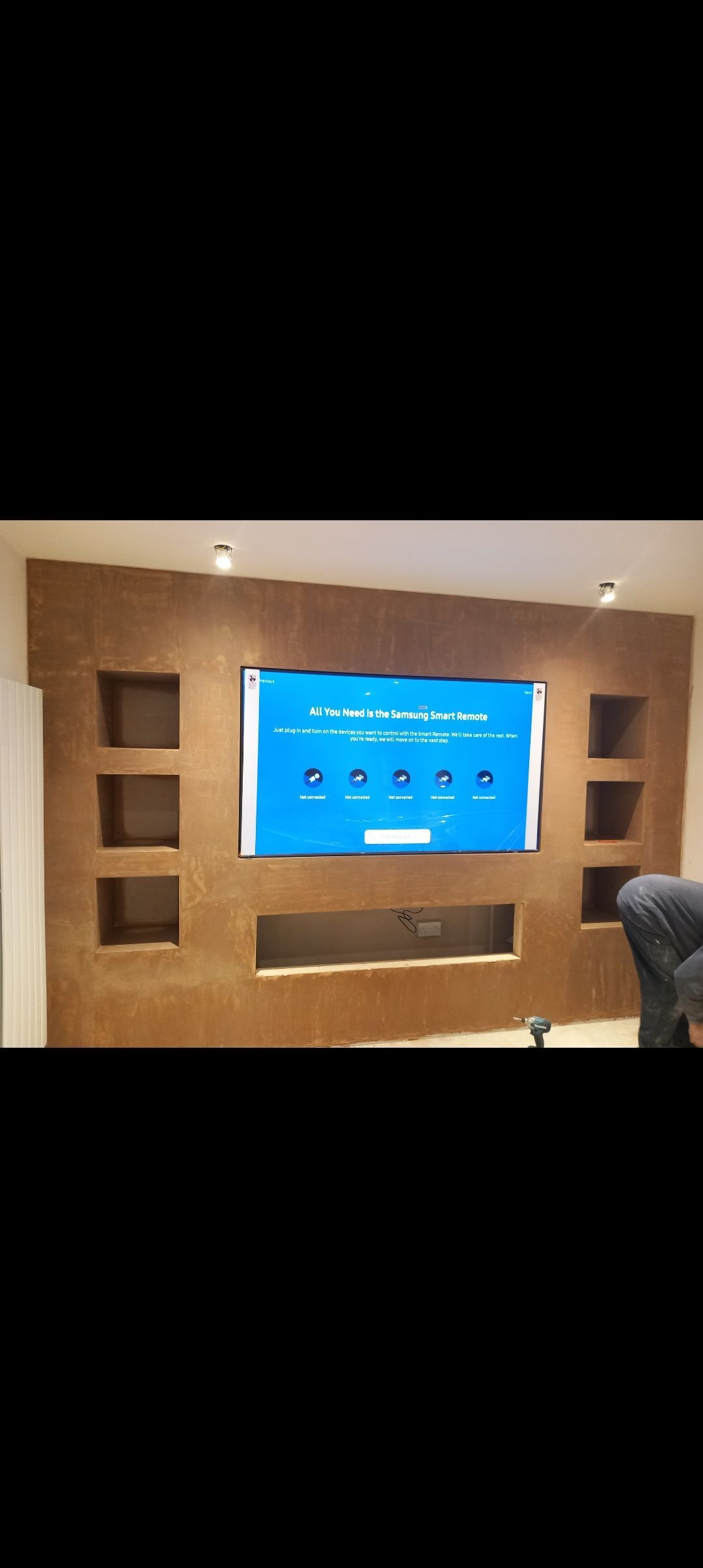 a fully plastered media wall in Essex