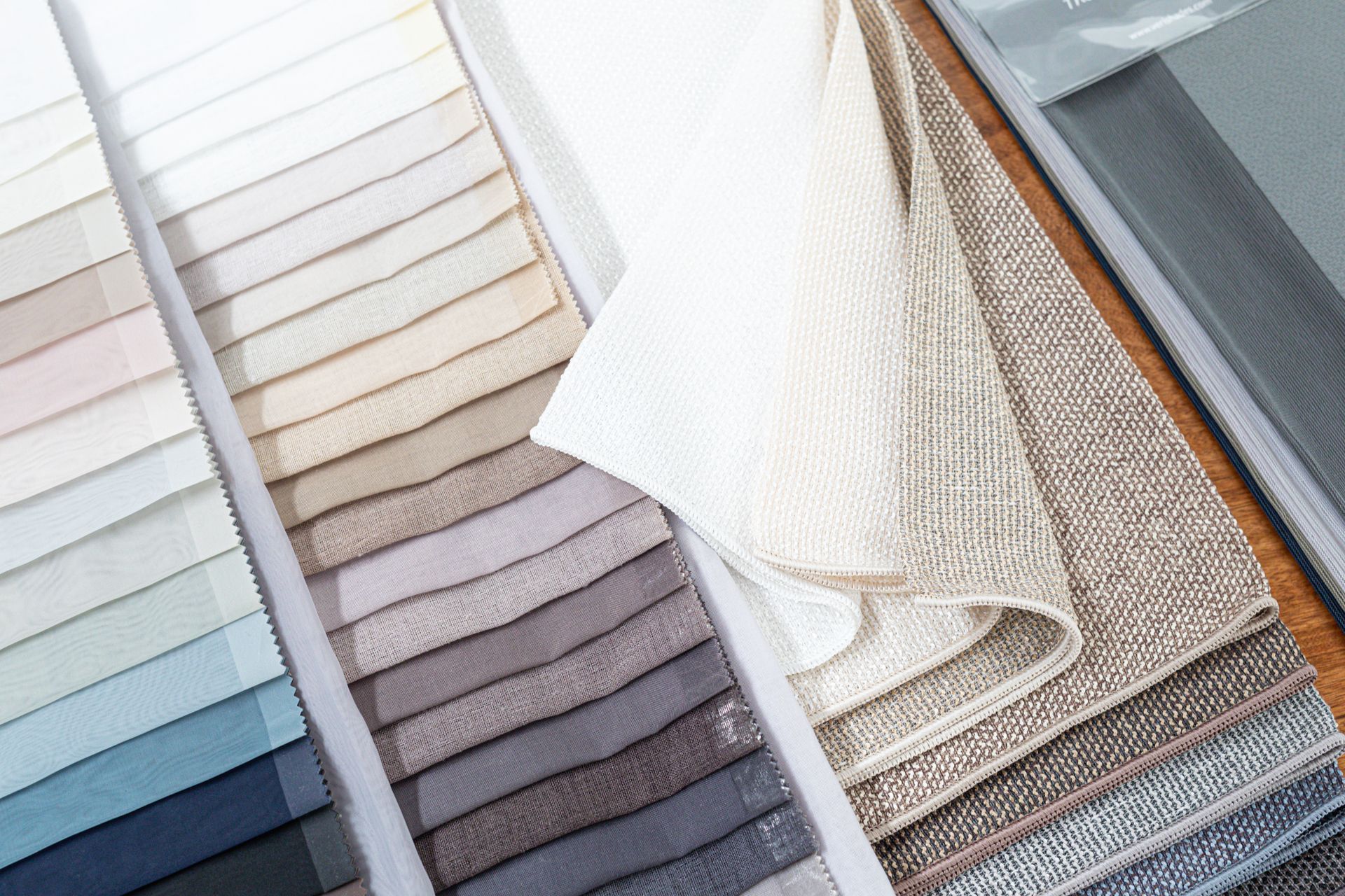 There are many different types of fabrics in this picture.