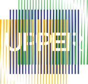 Colorful vertical stripes over the word &ldquo;PPE&rdquo; in white on a blue background.