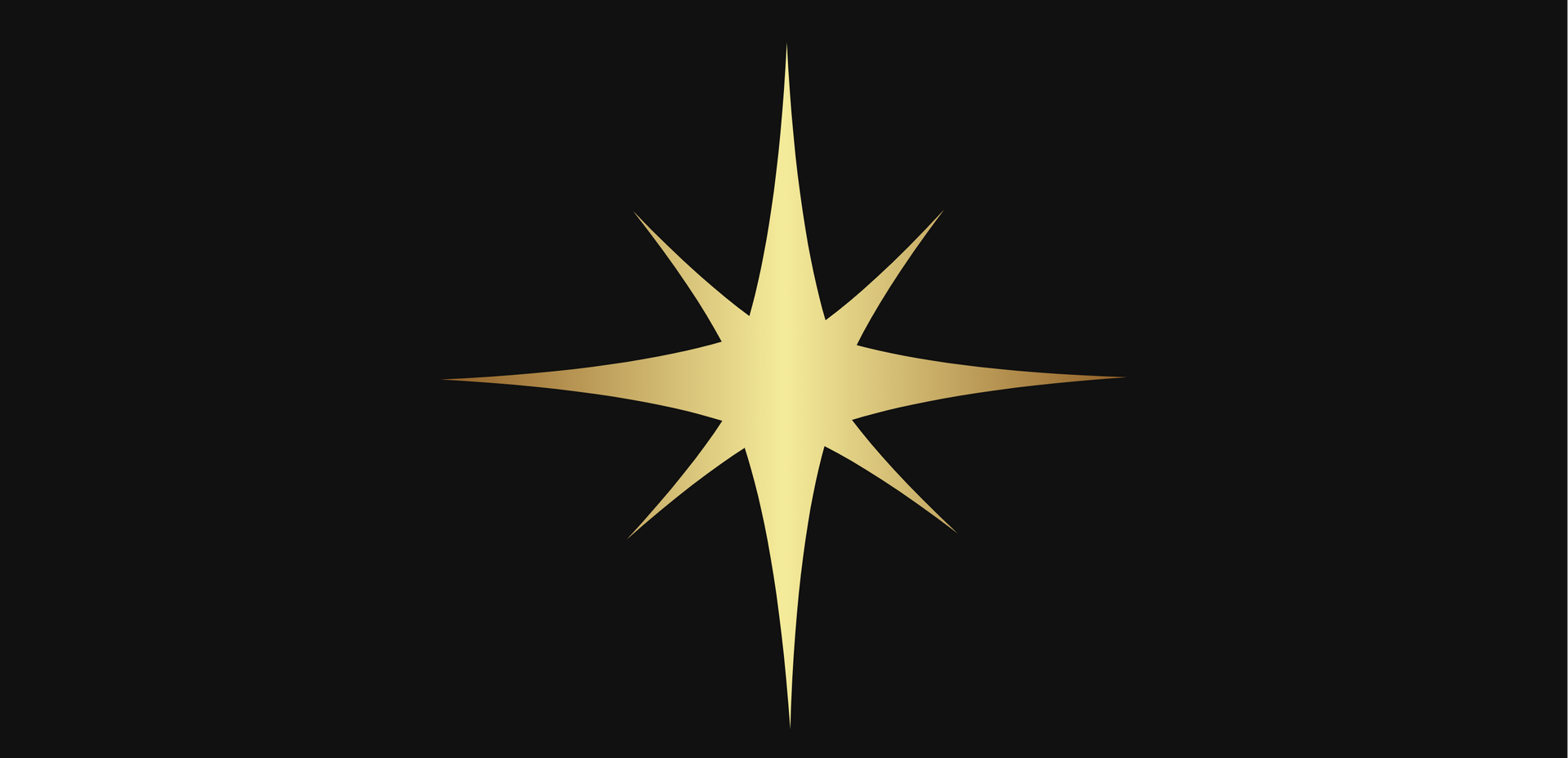 Golden eight-pointed star on a black background.
