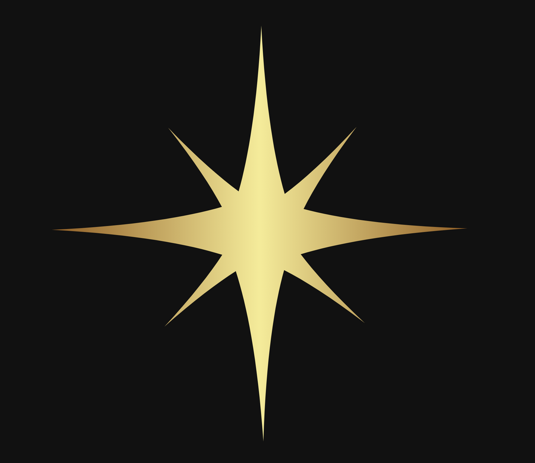 Gold eight-pointed star on a black background.