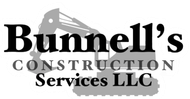 Bunnell&rsquo;s Construction Services LLC logo in black text on a gray house silhouette
