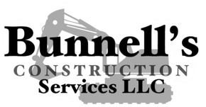 Bunnell&rsquo;s Construction Services LLC logo in black text on a gray house silhouette
