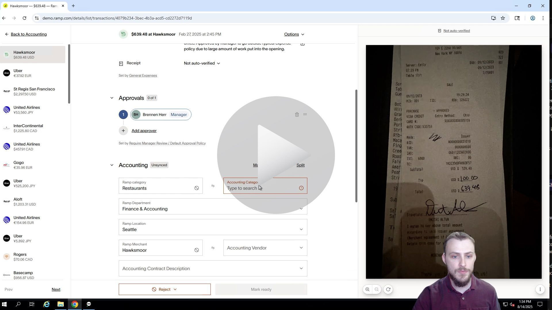 Man demonstrates Sage 300 integration to Ramp Software - GL Accounts Sync