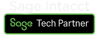 Sage Tech Partner logo. Black background with green border and text.
