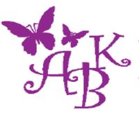 A purple logo with two butterflies and the letter ab