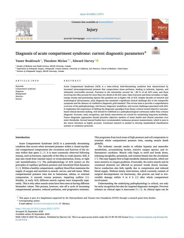 The first page of a medical journal article titled 