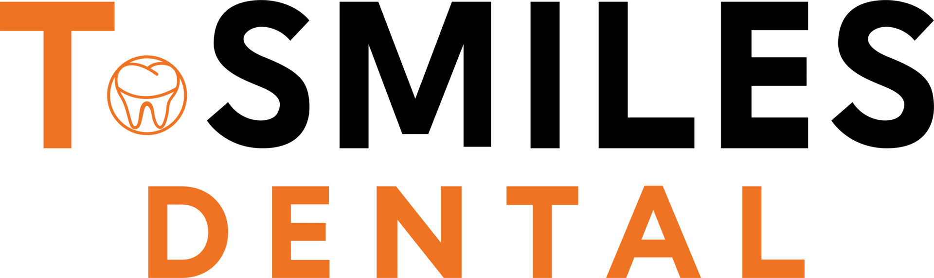 A logo for t smiles dental with a tooth on it.