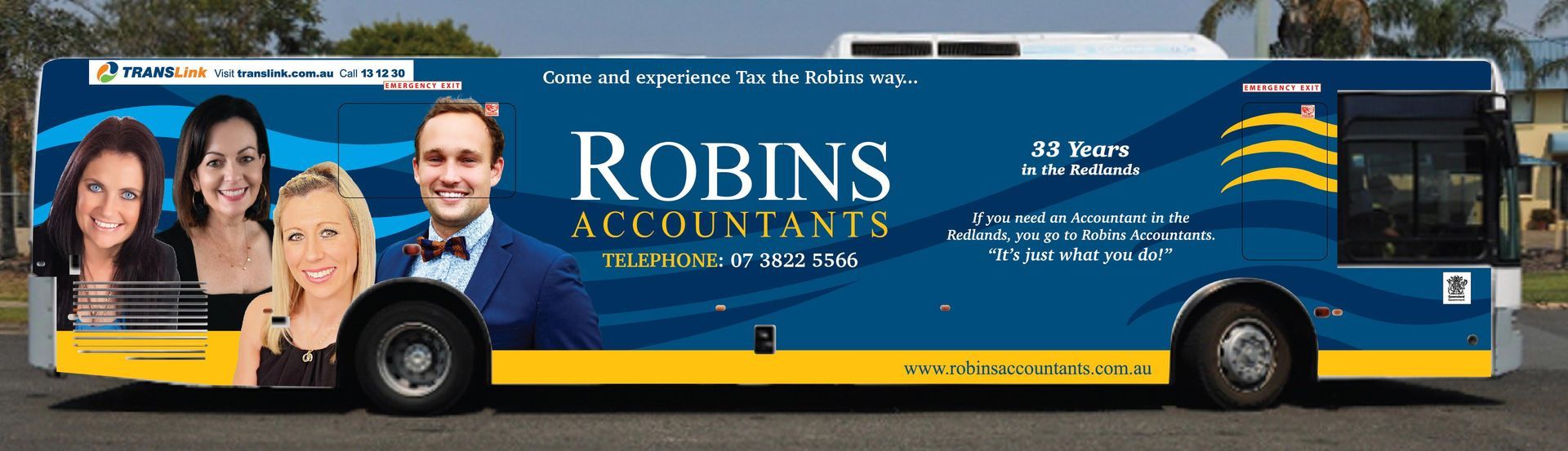 Professional accountant team working on a bus equipped with office facilities! Robins Accountants’ Office Bus
