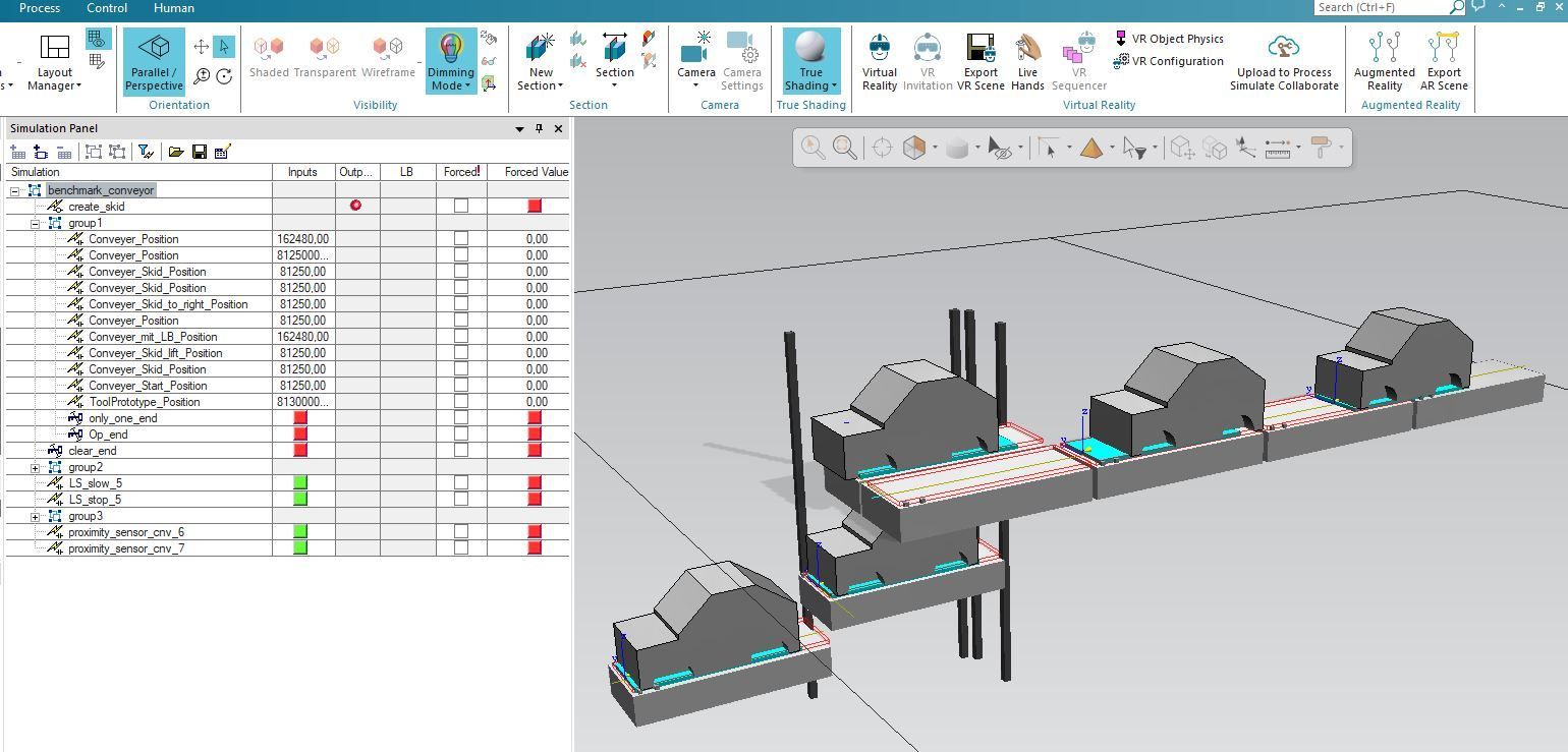 lift + conveyor in process simulate